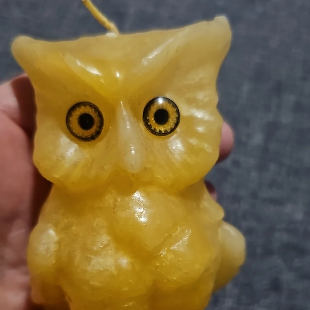 1970s Vintage Yellow Owl Candle With Eyes Never Used Home Decor Retro
